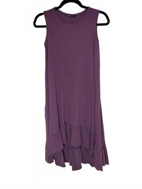 Zara Sleeveless Asymmetrical Ruffle Hem Maxi Dress Size S